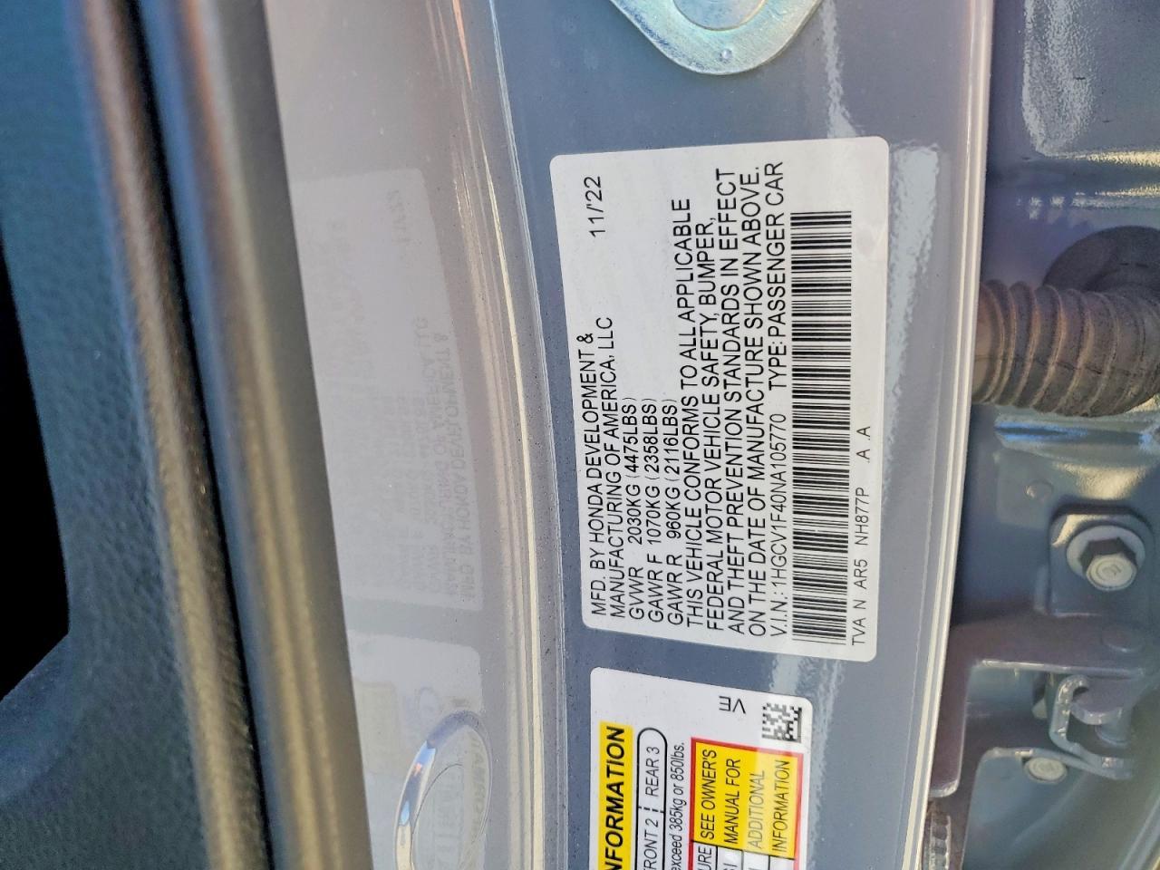 2022 Honda Accord -- Photo 12